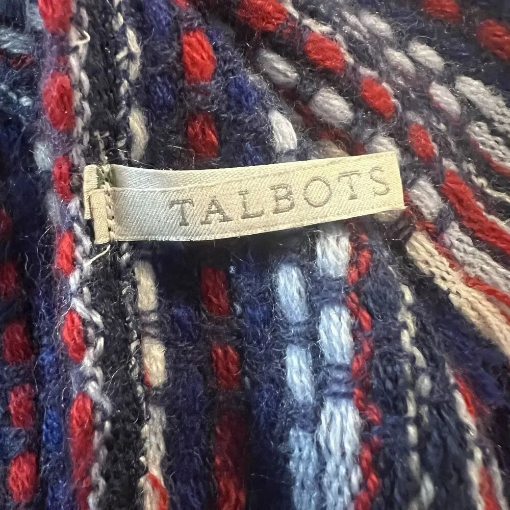 Talbots Fringe Scarf Throw Blanket‎ Red White Blue